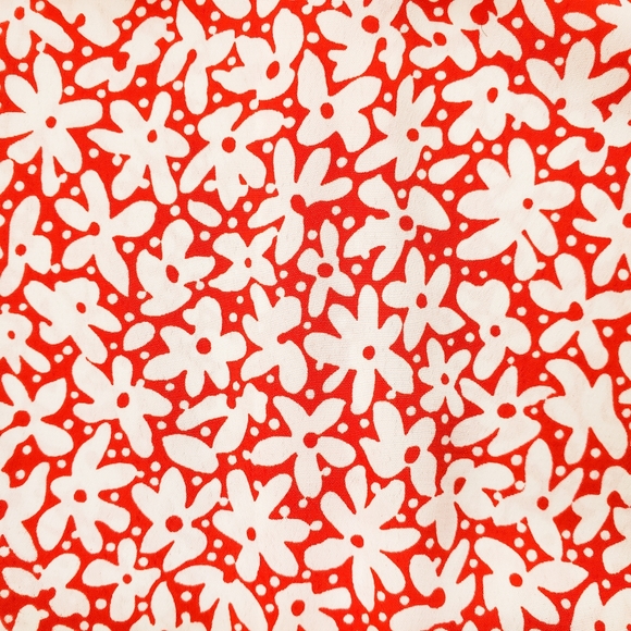 Vintage Peter Pan Collar Floral Red White Print Short Sleeve Blouse Top Size 12 - Picture 5 of 5